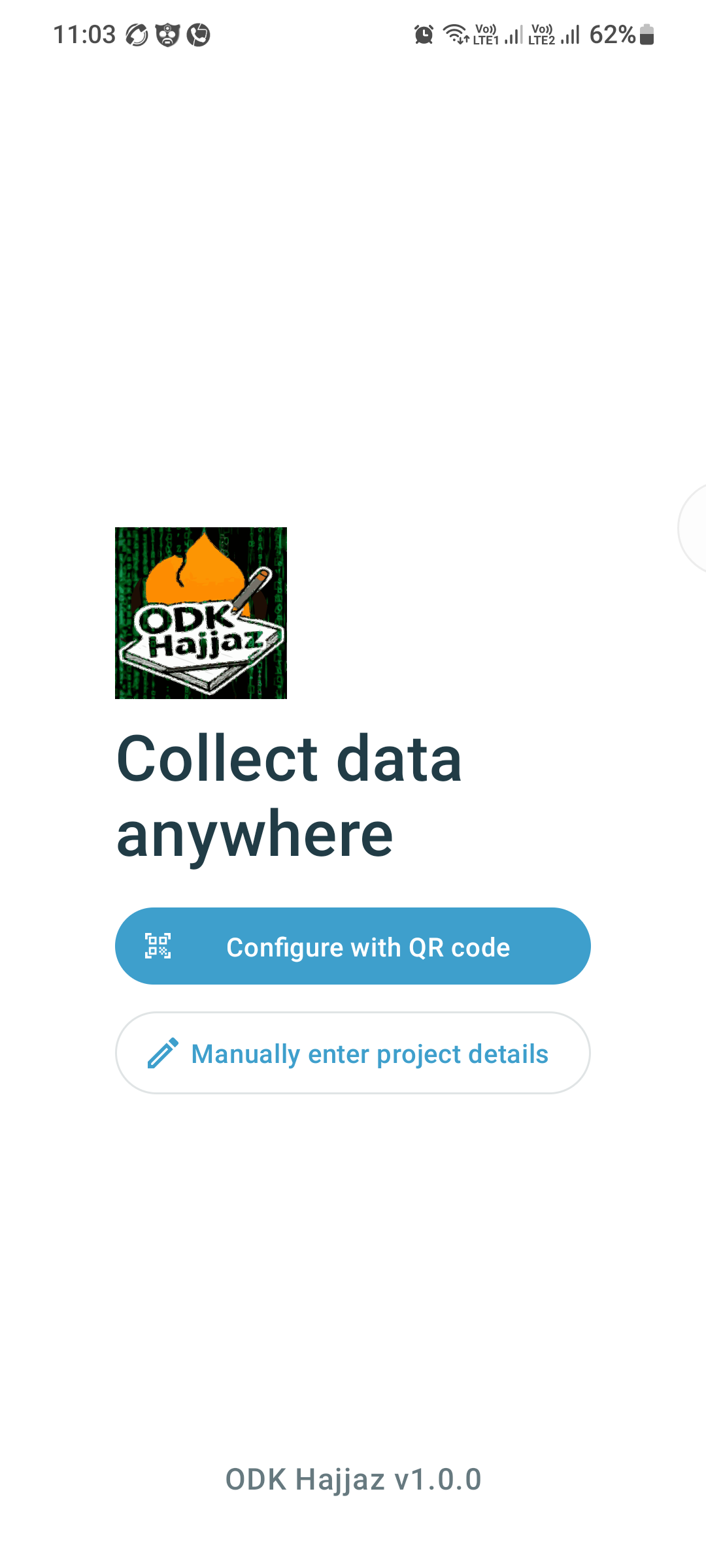 ODK Hajjaz Collect App Home Screen